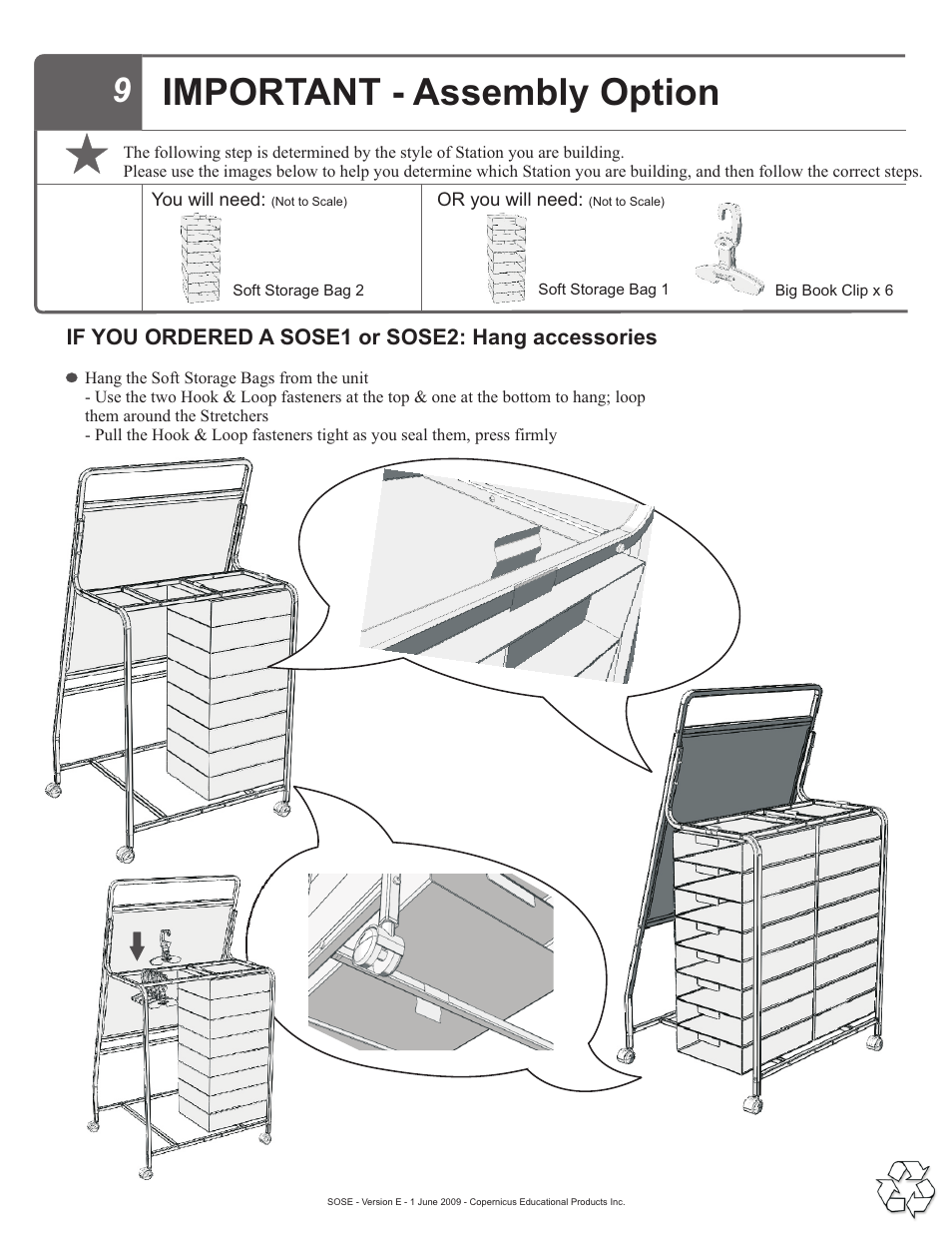 Important - assembly option | Copernicus SOSE1 User Manual | Page 14 / 15
