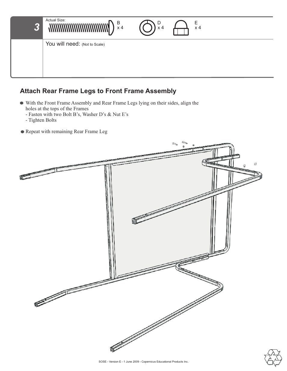 Step 2, Attach rear frame legs to front frame assembly | Copernicus SOSE1 User Manual | Page 6 / 15