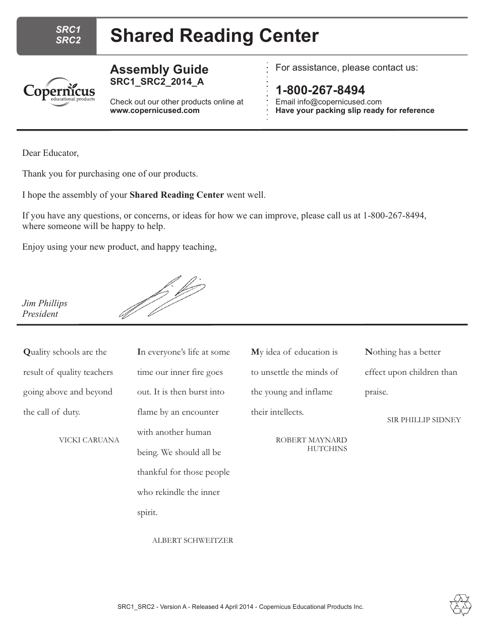 Shared reading center, Assembly guide | Copernicus SRC2 User Manual | Page 10 / 10