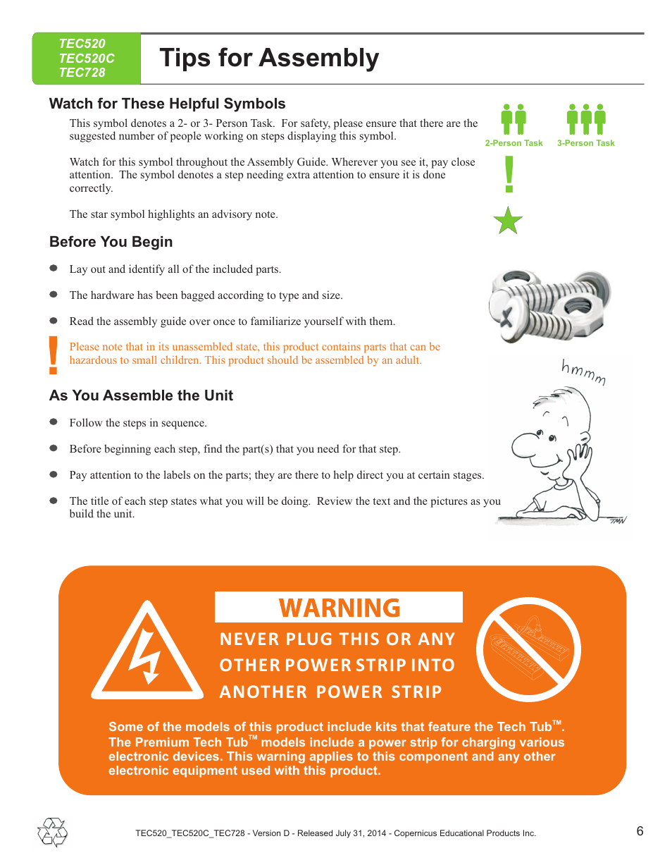 Tips for assembly | Copernicus TEC728 User Manual | Page 6 / 18