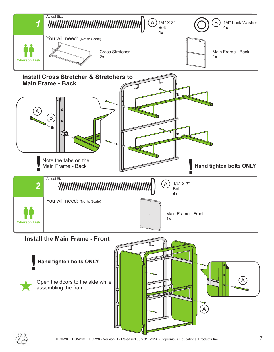 Install the main frame - front | Copernicus TEC728 User Manual | Page 7 / 18