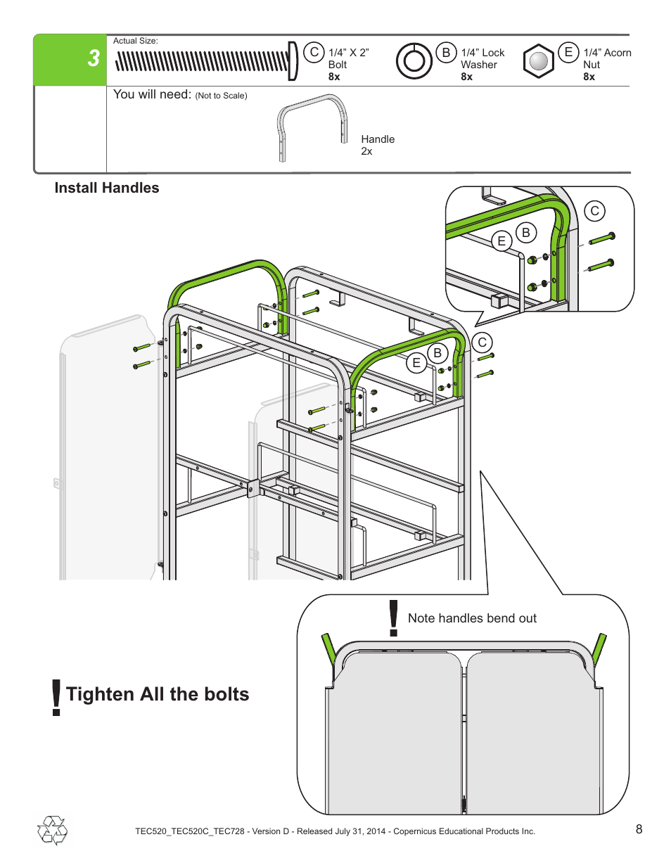 Tighten all the bolts | Copernicus TEC728 User Manual | Page 8 / 18