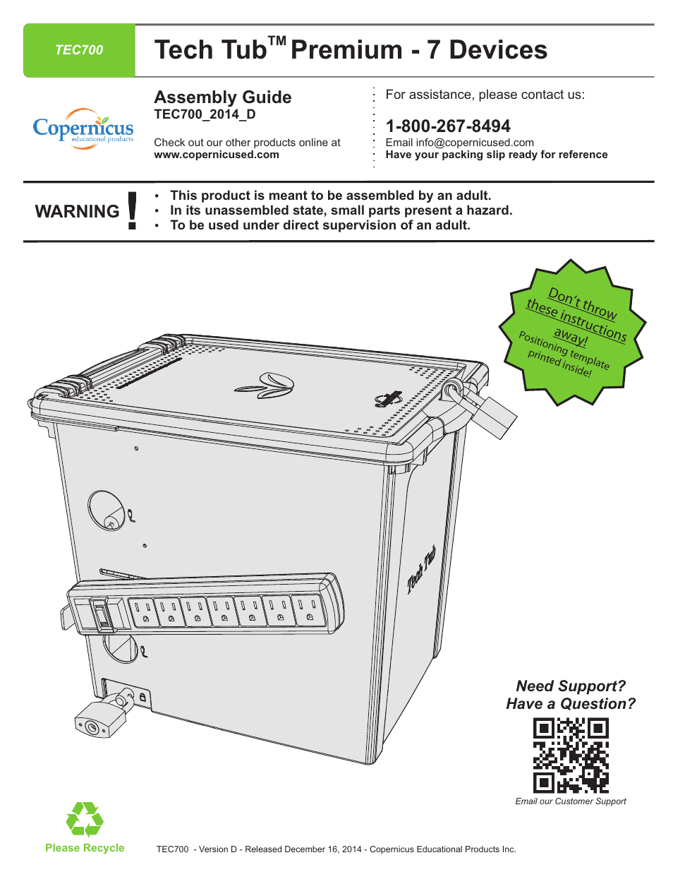 Copernicus TEC700 User Manual | 12 pages