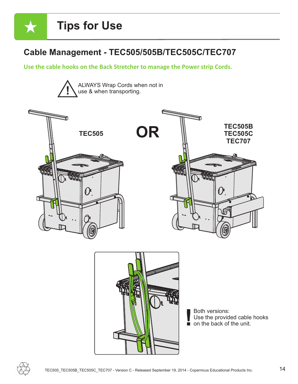 Tips for use | Copernicus TEC707 User Manual | Page 14 / 14