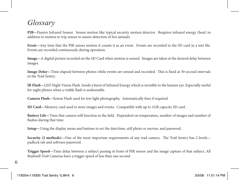 Glossary | Bushnell 119204 User Manual | Page 6 / 16