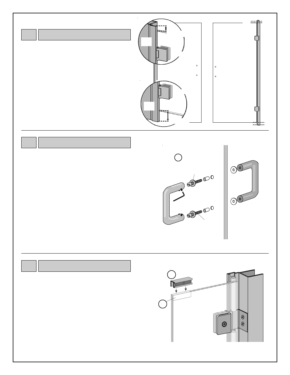 Door panel orientation, Handles, Magnetic closure | Coral Industries Double Swing Door - Hyaline Series - 6X0  (Detailed Installation Instructions) User Manual | Page 5 / 8