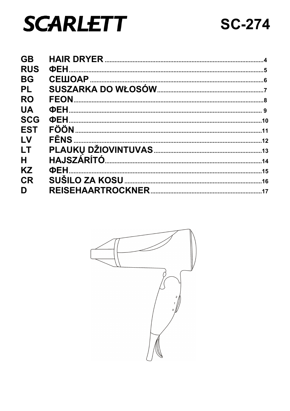 Scarlett SC-274 User Manual | 18 pages