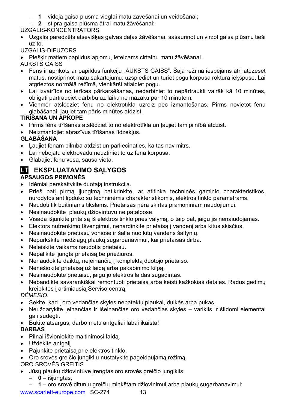 Scarlett SC-274 User Manual | Page 13 / 18