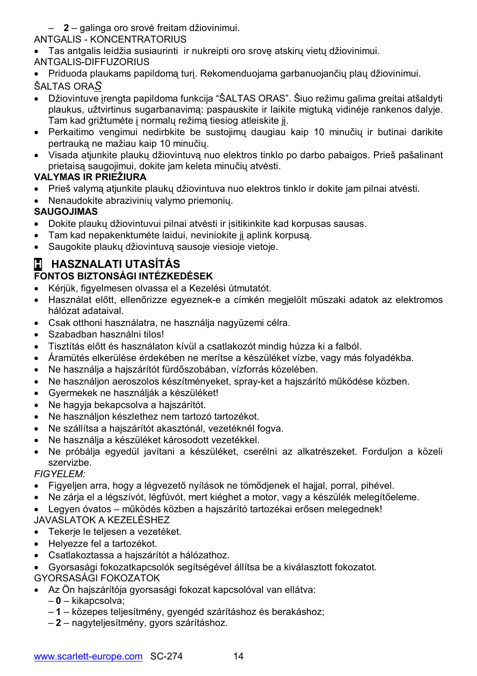 Scarlett SC-274 User Manual | Page 14 / 18