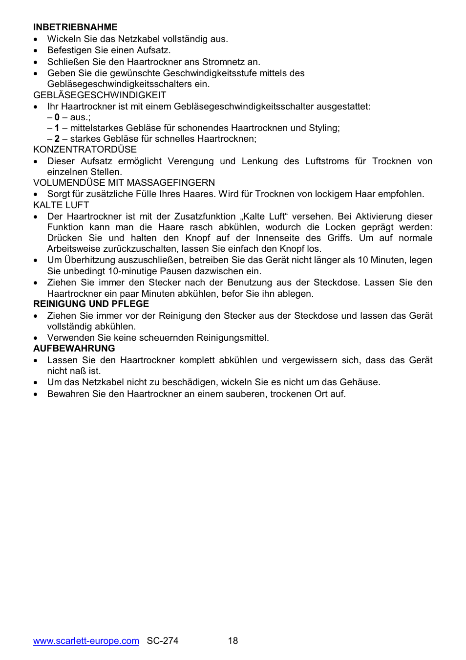 Scarlett SC-274 User Manual | Page 18 / 18