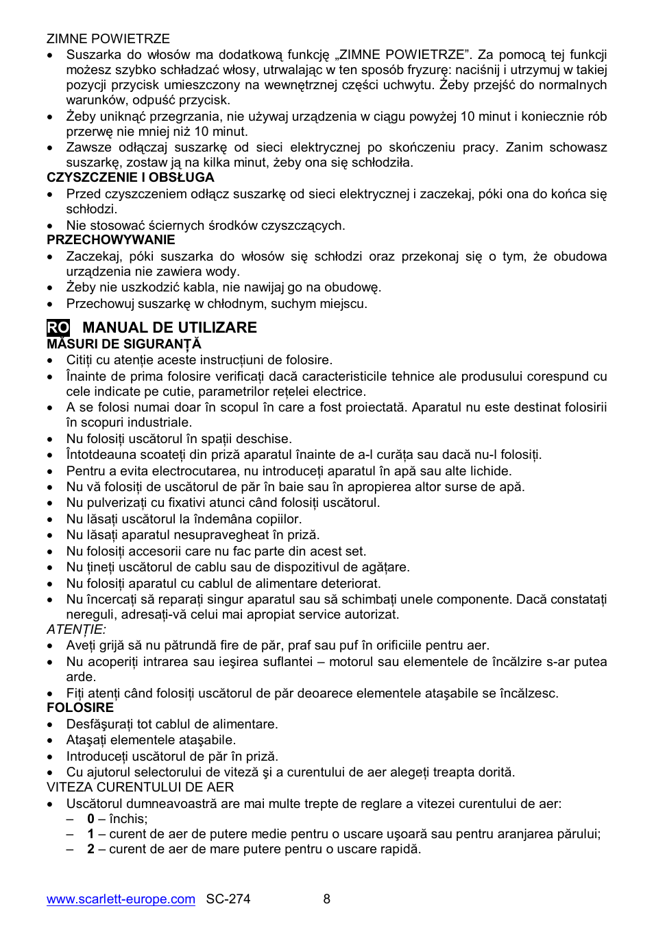 Scarlett SC-274 User Manual | Page 8 / 18