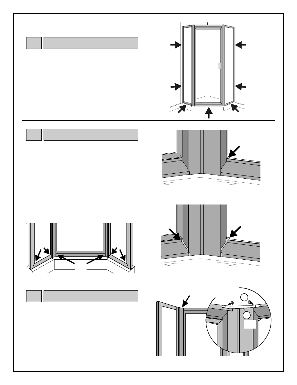 Caulk, Corner brace | Coral Industries 6000 Neo-Angle Swing Door (EZ Up) - 84K User Manual | Page 8 / 8