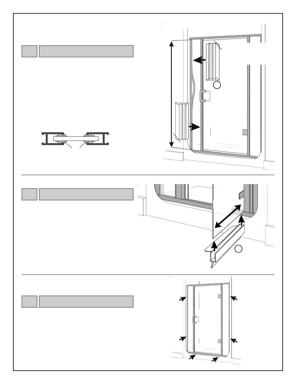 Vinyl drip sweep, Caulking, Vertical glazing | Coral Industries Hyaline Swing Door/DPNL (1/4 Frameless) - 6T0 User Manual | Page 7 / 8