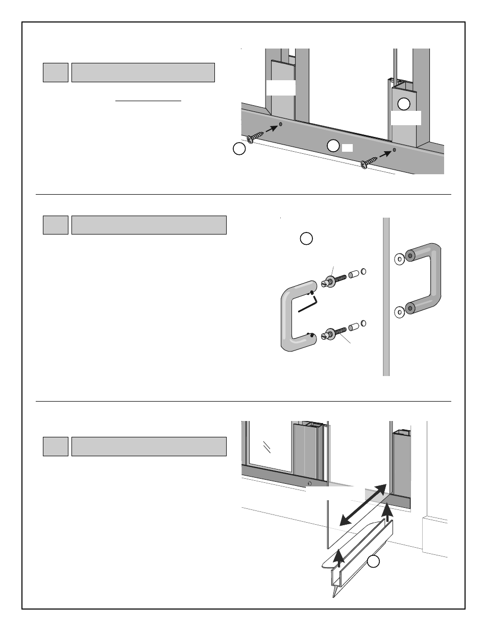 Kd a, Securing verticals, Push / pull handle kit | Vinyl drip sweep | Coral Industries Regal Swing Door/DPNL (1/4 Frameless) - 5FJ User Manual | Page 7 / 8