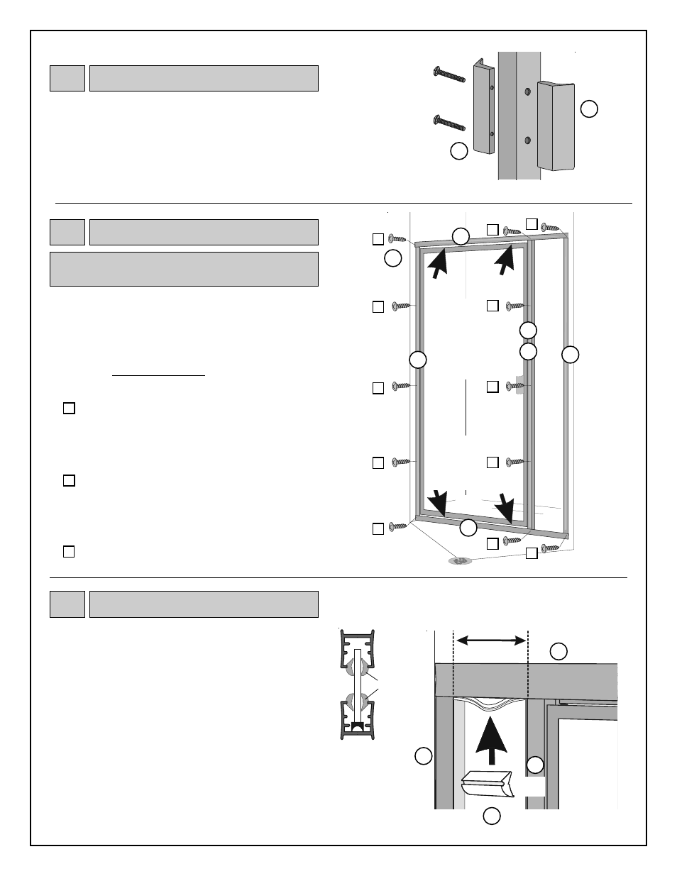 Handle, Aligning / securing verticals, Horizontal glazing | Coral Industries 7000 Swing Door/ILP - 600 User Manual | Page 5 / 6