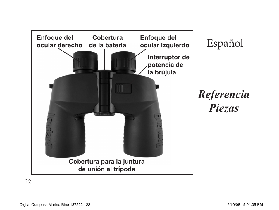 Español, Referencia piezas | Bushnell 13-7507 User Manual | Page 22 / 64