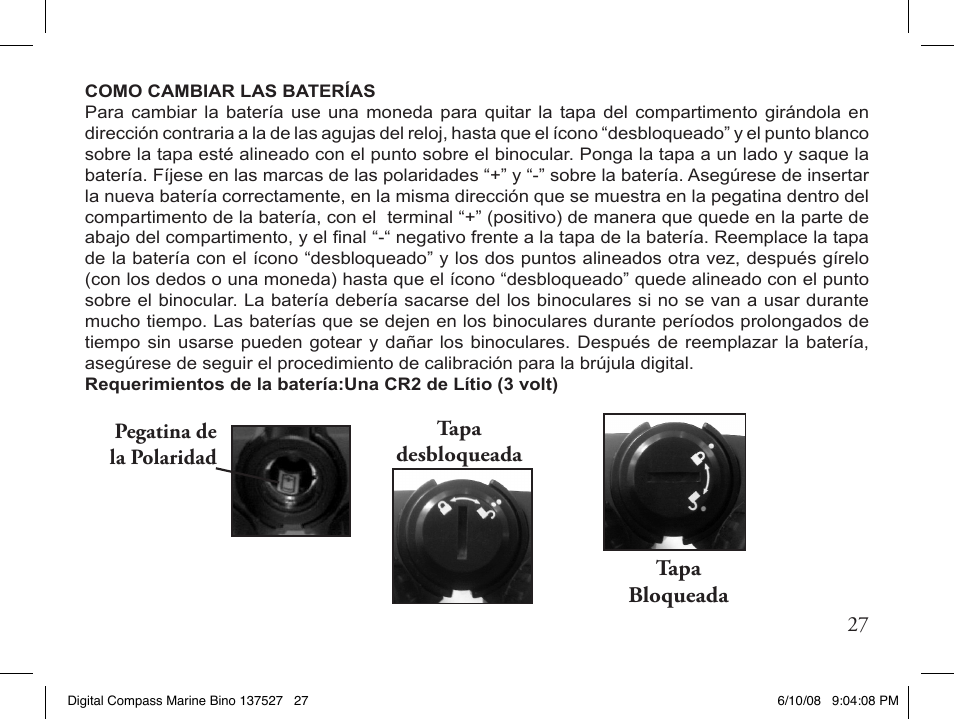 Tapa bloqueada | Bushnell 13-7507 User Manual | Page 27 / 64