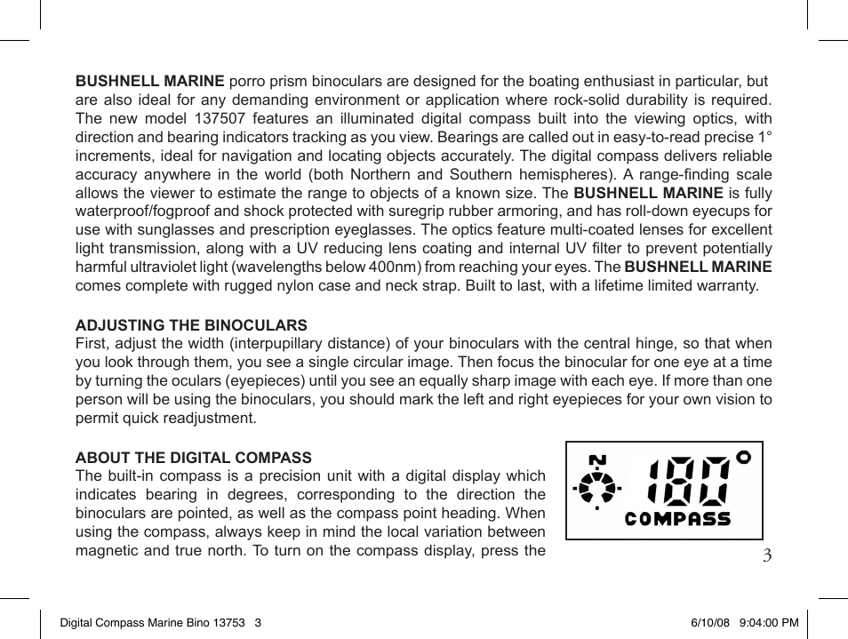 Bushnell 13-7507 User Manual | Page 3 / 64