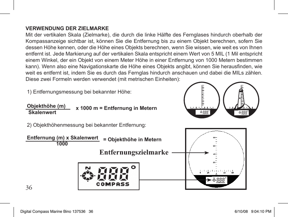 Entfernungszielmarke | Bushnell 13-7507 User Manual | Page 36 / 64