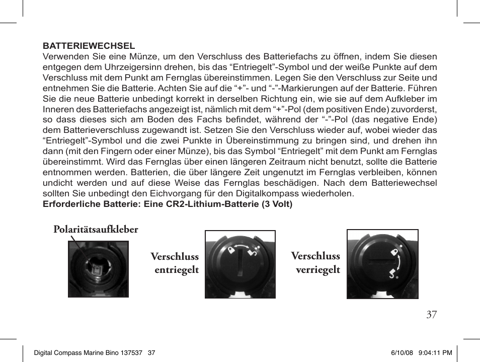 Verschluss verriegelt | Bushnell 13-7507 User Manual | Page 37 / 64