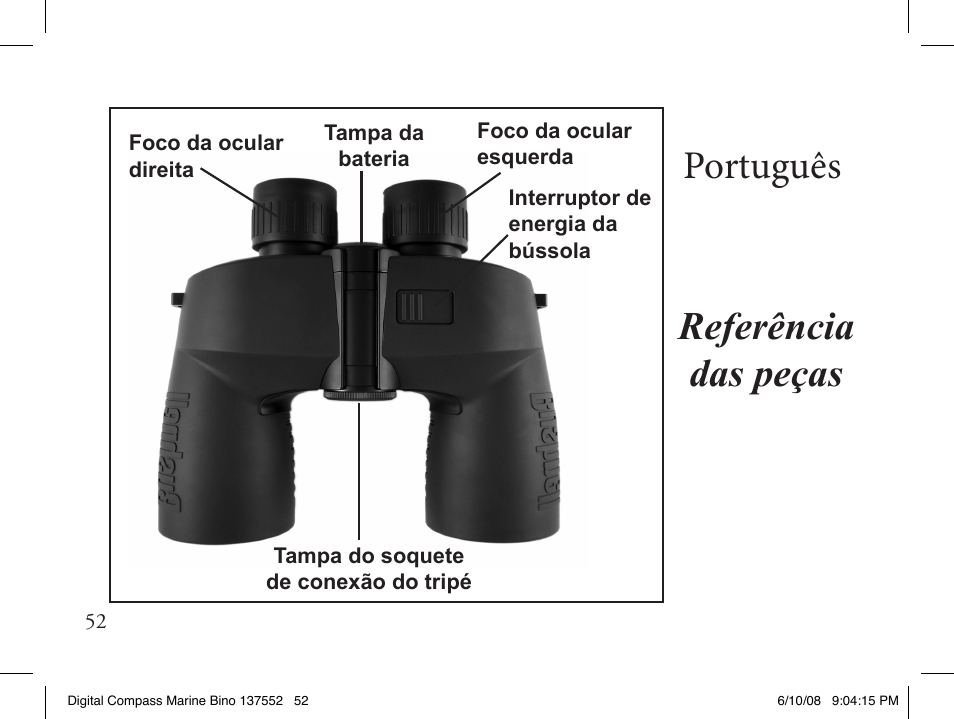 Referência das peças português | Bushnell 13-7507 User Manual | Page 52 / 64