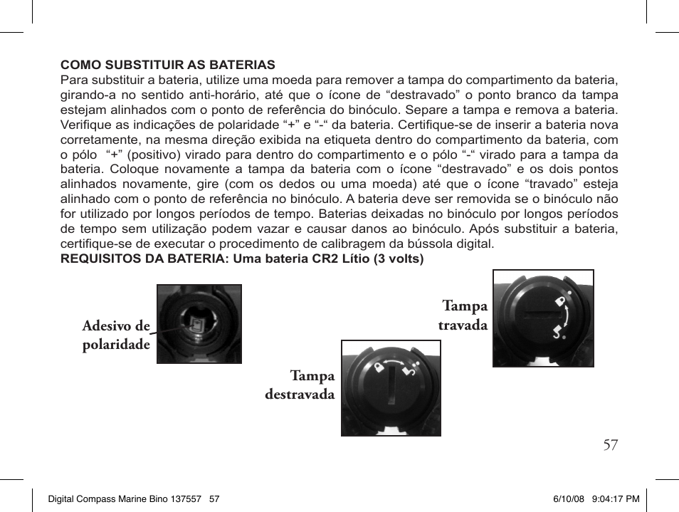 Tampa travada | Bushnell 13-7507 User Manual | Page 57 / 64