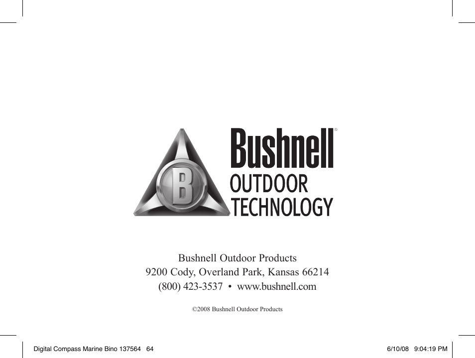 Bushnell 13-7507 User Manual | Page 64 / 64