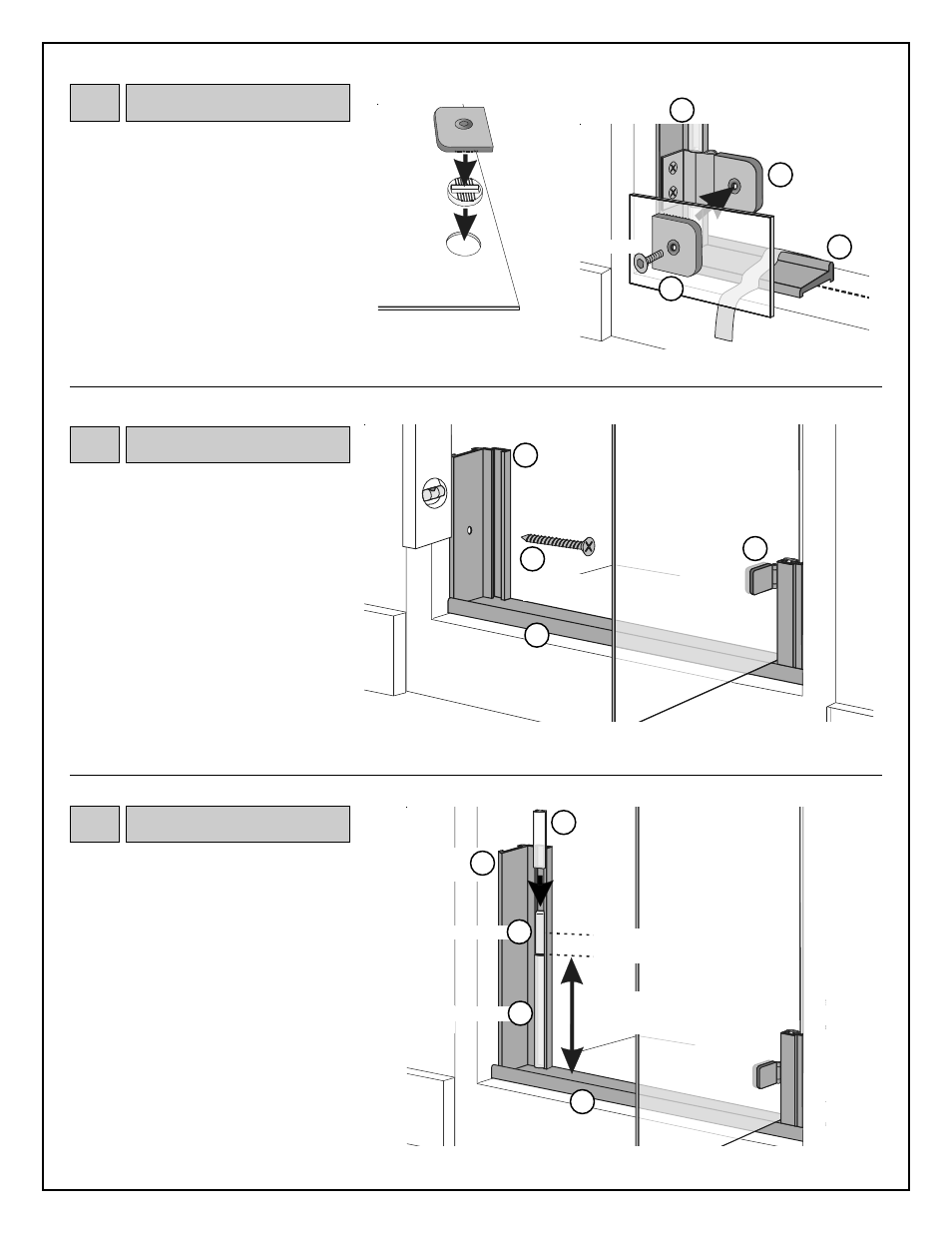 Magnetic door stop, Hinges, Metal slide | Coral Industries Hyaline Swing Door (Low Profile), (1/4 Frameless) - 4HJ User Manual | Page 6 / 8