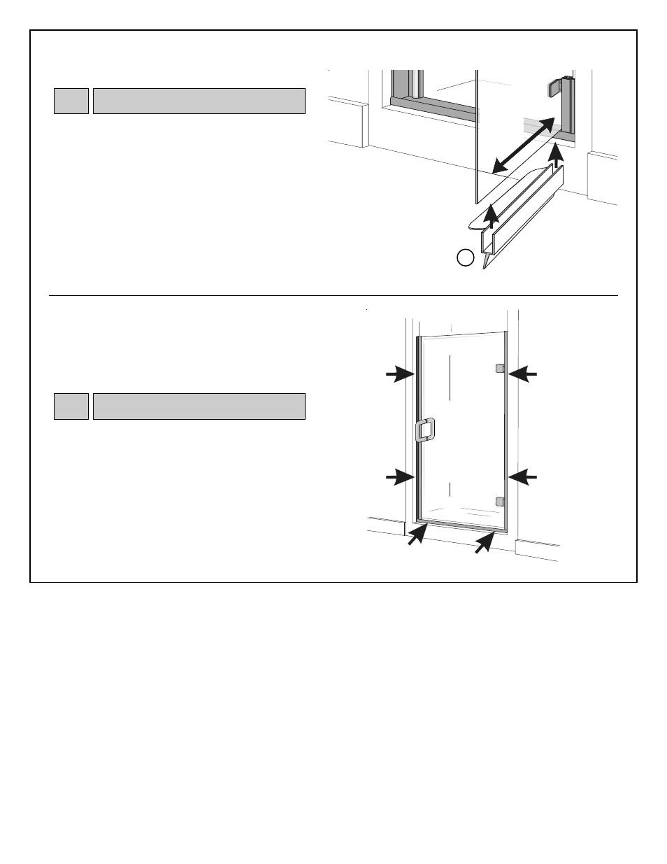 Drip sweep, Caulk | Coral Industries Hyaline Swing Door (Low Profile), (1/4 Frameless) - 4HJ User Manual | Page 8 / 8