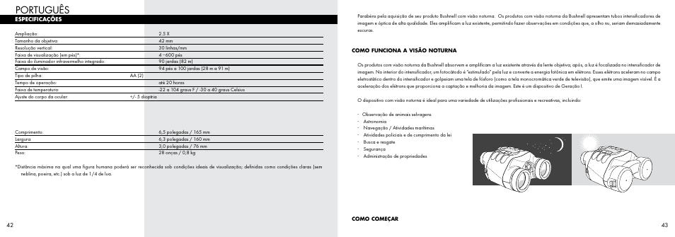 Português | Bushnell 26-0400 User Manual | Page 23 / 27