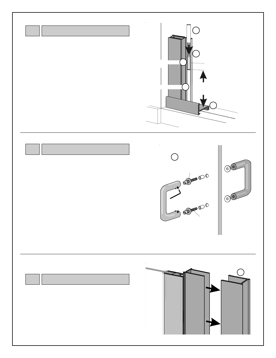 Metal slide, Push / pull handle kit, Hinge door stop with door panel | Coral Industries Regal Swing Door (1/4 Frameless) - 4FJ User Manual | Page 5 / 6