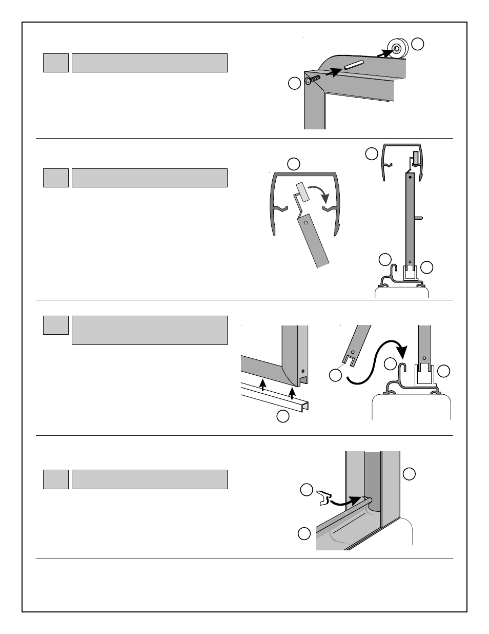 An e, Rollers, Hanging inside door panel | Door silencer, Outside door panel, Water deflector, Ch i c | Coral Industries Provincial Classic Bypass with SSL Sill - 2CC6 User Manual | Page 4 / 4