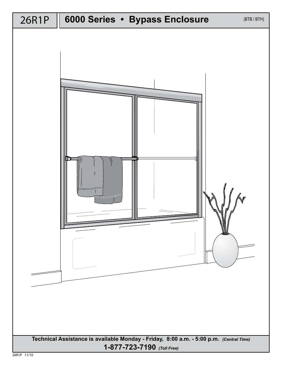 Coral Industries 6000 Bypass with BTB Towel Bar - 26R1-P (If Purchased from a Plumbing Wholesaler – Most Common) User Manual | 8 pages