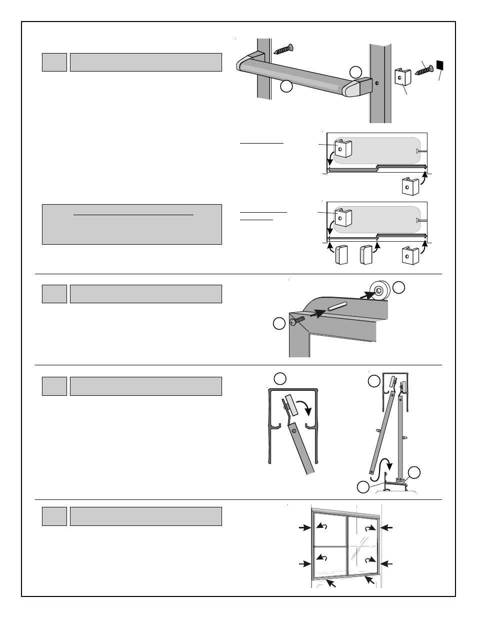 Ed k f, Towel bar, Rollers | Hanging door panels a, Caulking | Coral Industries 6000 Bypass with BTB Towel Bar - 26R1-G (Most Common) User Manual | Page 4 / 4