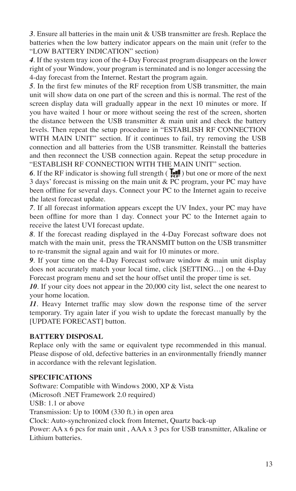 Bushnell WEATHERFXI 960040 User Manual | Page 13 / 16