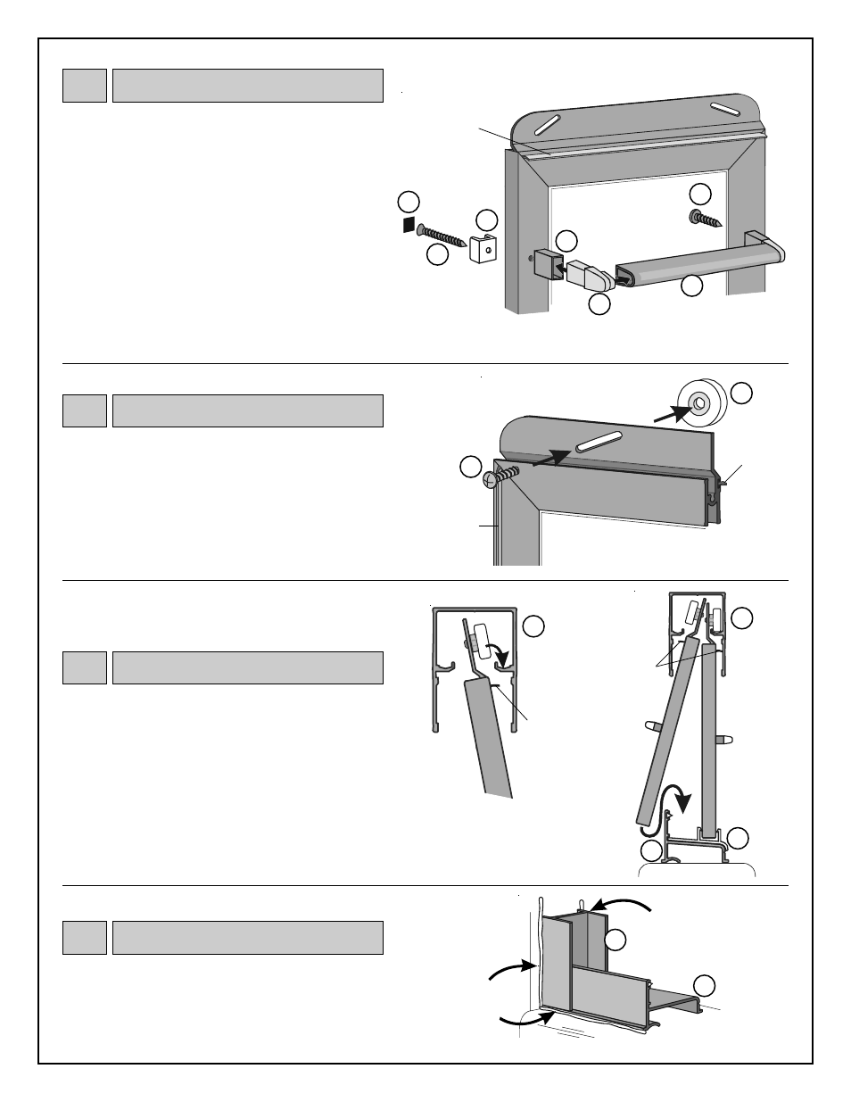 Towel bar, Bracket kit, Caulking | Hanging door panels, Rollers, Df f | Coral Industries Steam Bypass - 2SR1-G User Manual | Page 4 / 4
