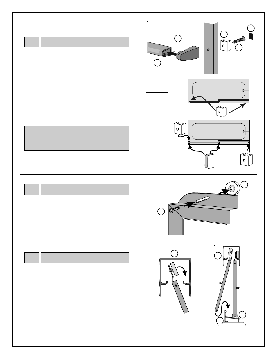 Rollers, Hanging door panels a, Towel bars | Coral Industries 1000 Bypass with ATB Towel Bar - 21X1-G (Most Common) User Manual | Page 4 / 4
