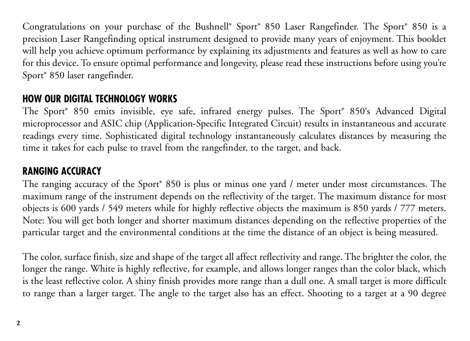 Bushnell SPORT 202205 User Manual | Page 4 / 52