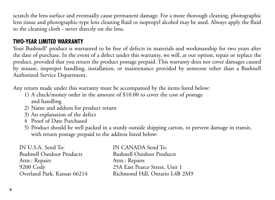 Bushnell SPORT 202205 User Manual | Page 8 / 52