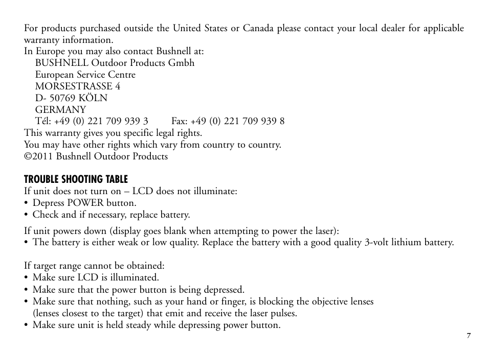 Bushnell SPORT 202205 User Manual | Page 9 / 52