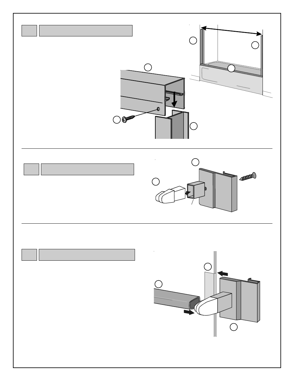 Header, Towel bar bracket kit, Towel bar | De e | Coral Industries Style Bypass (3/16 Frameless) - 20R1-P (If Purchased from a Plumbing Wholesaler) User Manual | Page 5 / 6