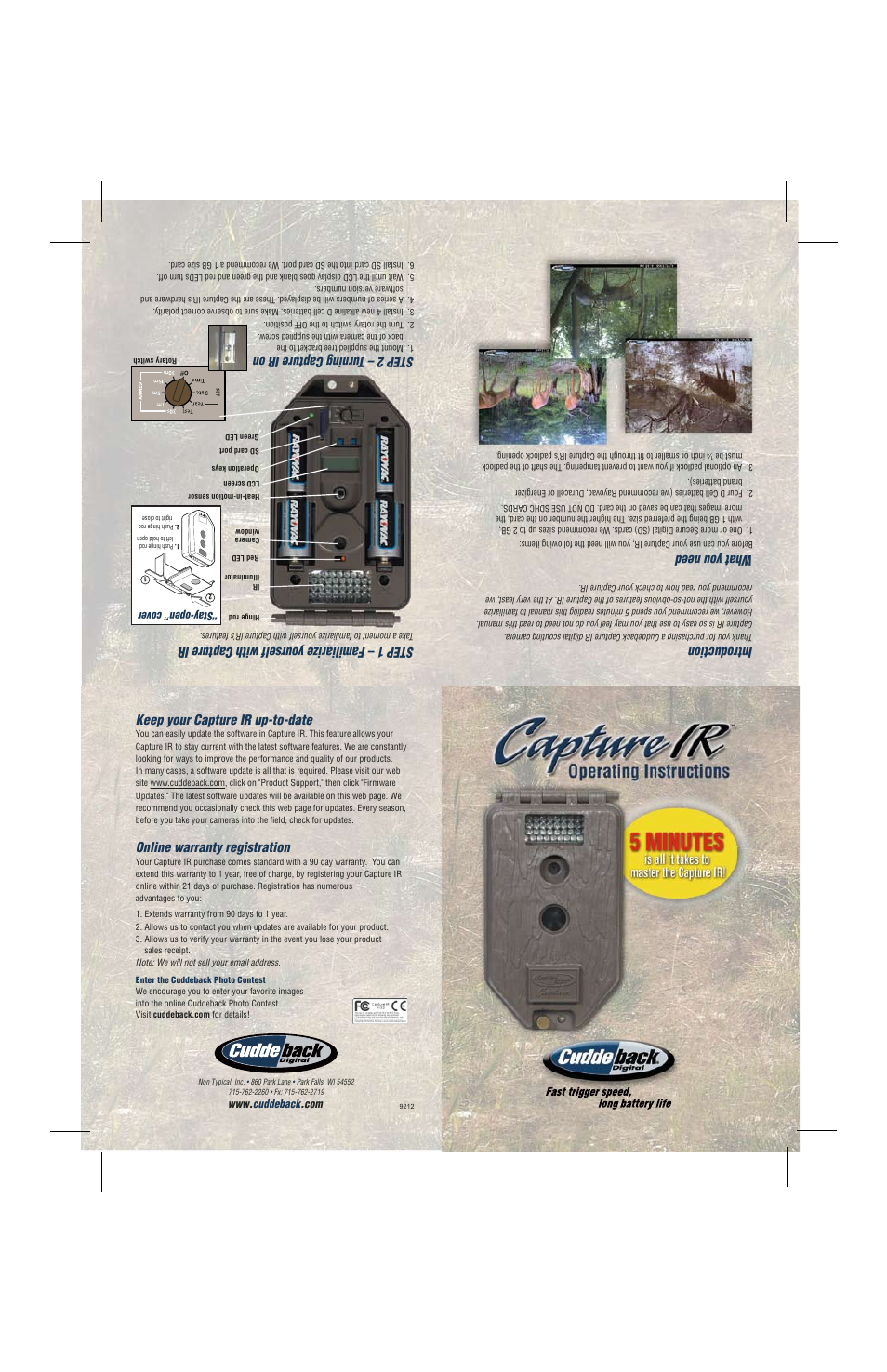 Introduction, What you need, Step 1 – familiarize yourself with capture ir | Step 2 – turning capture ir on, Keep your capture ir up-to-date, Online warranty registration | Cuddeback CAPTURE FAMILY IR User Manual | Page 8 / 8