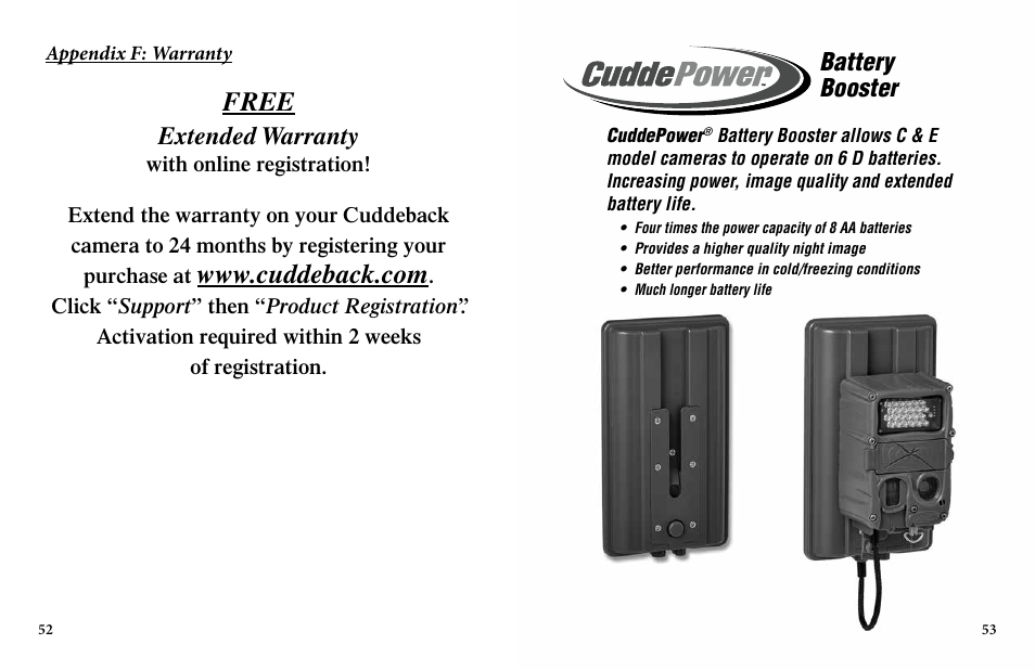 Free, Extended warranty | Cuddeback E FAMILY User Manual | Page 28 / 31