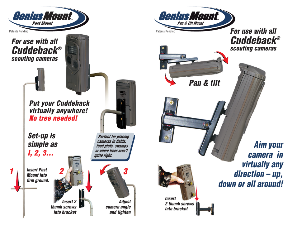 Cuddeback, Pan & tilt, Set-up is simple as i, 2, 3 | Cuddeback AMBUSH FAMILY User Manual | Page 16 / 19