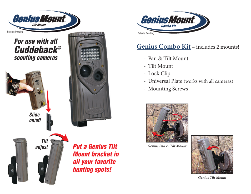 Cuddeback, Genius combo kit, For use with all | Cuddeback AMBUSH FAMILY User Manual | Page 17 / 19