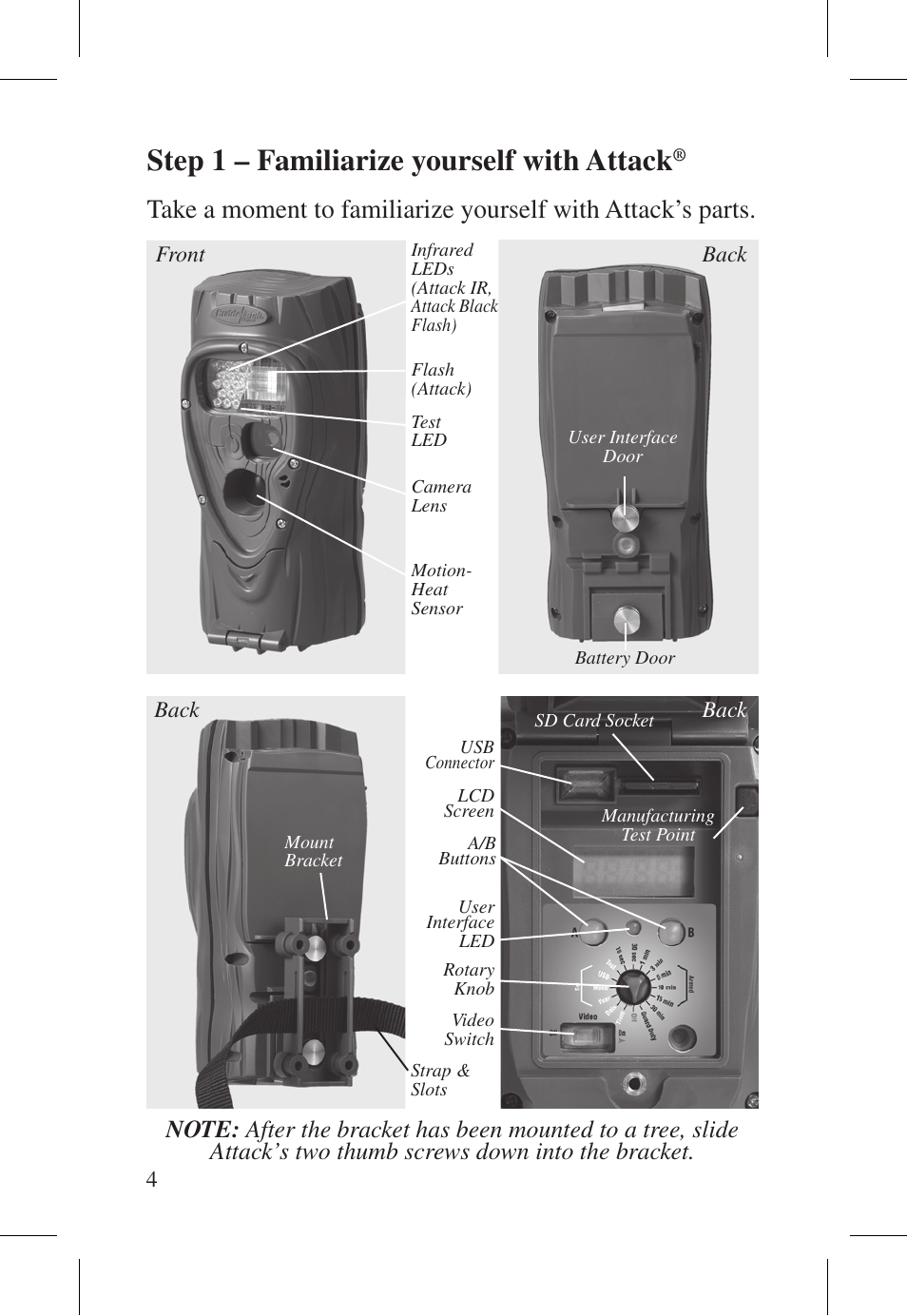 Step 1 – familiarize yourself with attack, 4ake | Cuddeback ATTACK FAMILY User Manual | Page 10 / 36