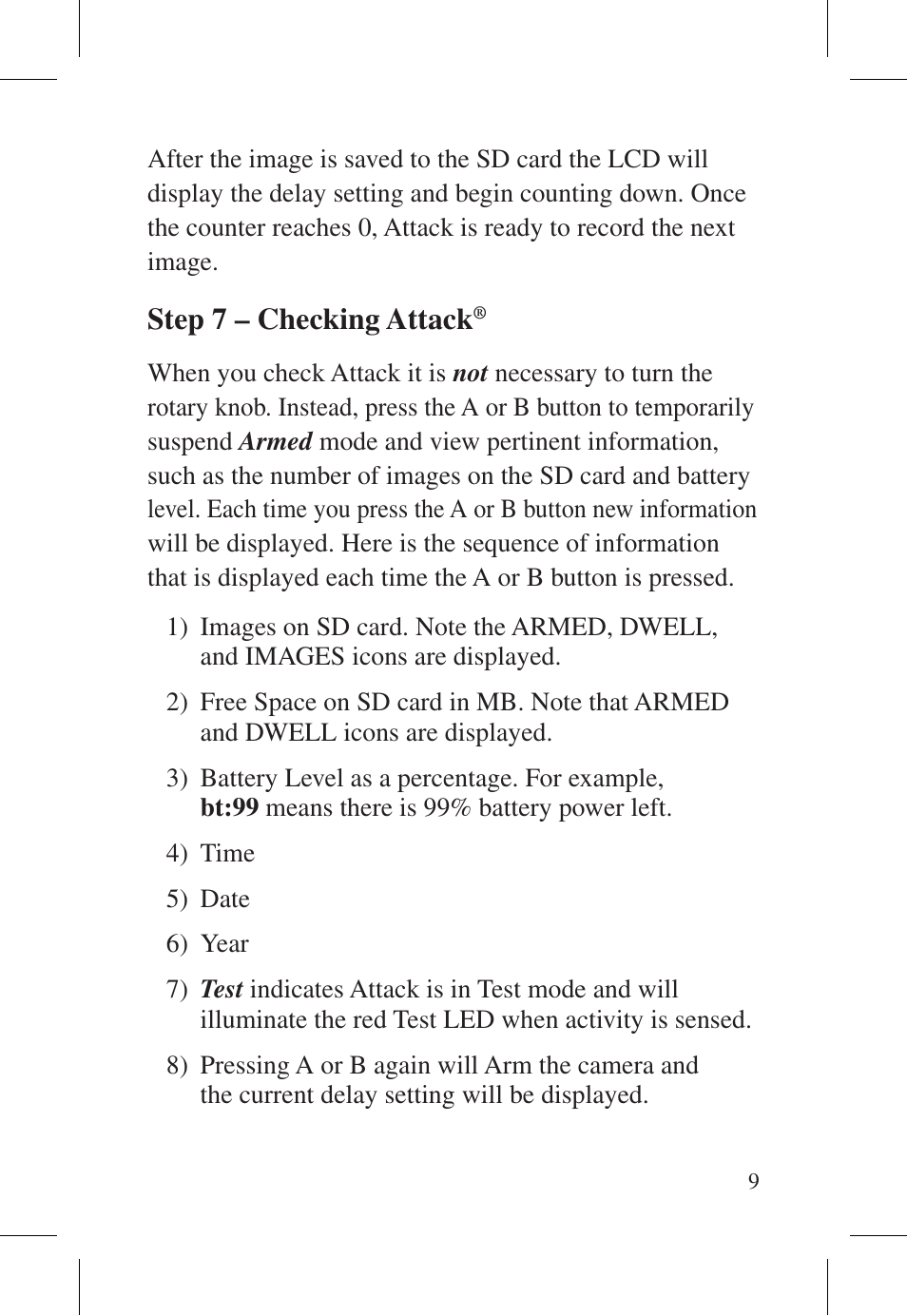 Step 7 – checking attack | Cuddeback ATTACK FAMILY User Manual | Page 15 / 36