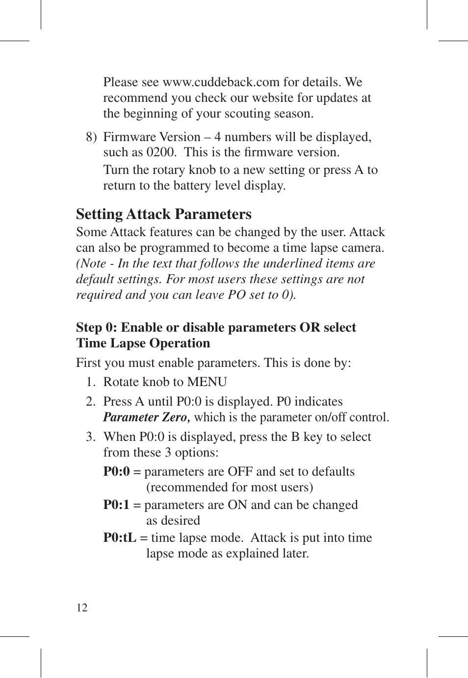 Cuddeback ATTACK FAMILY User Manual | Page 18 / 36