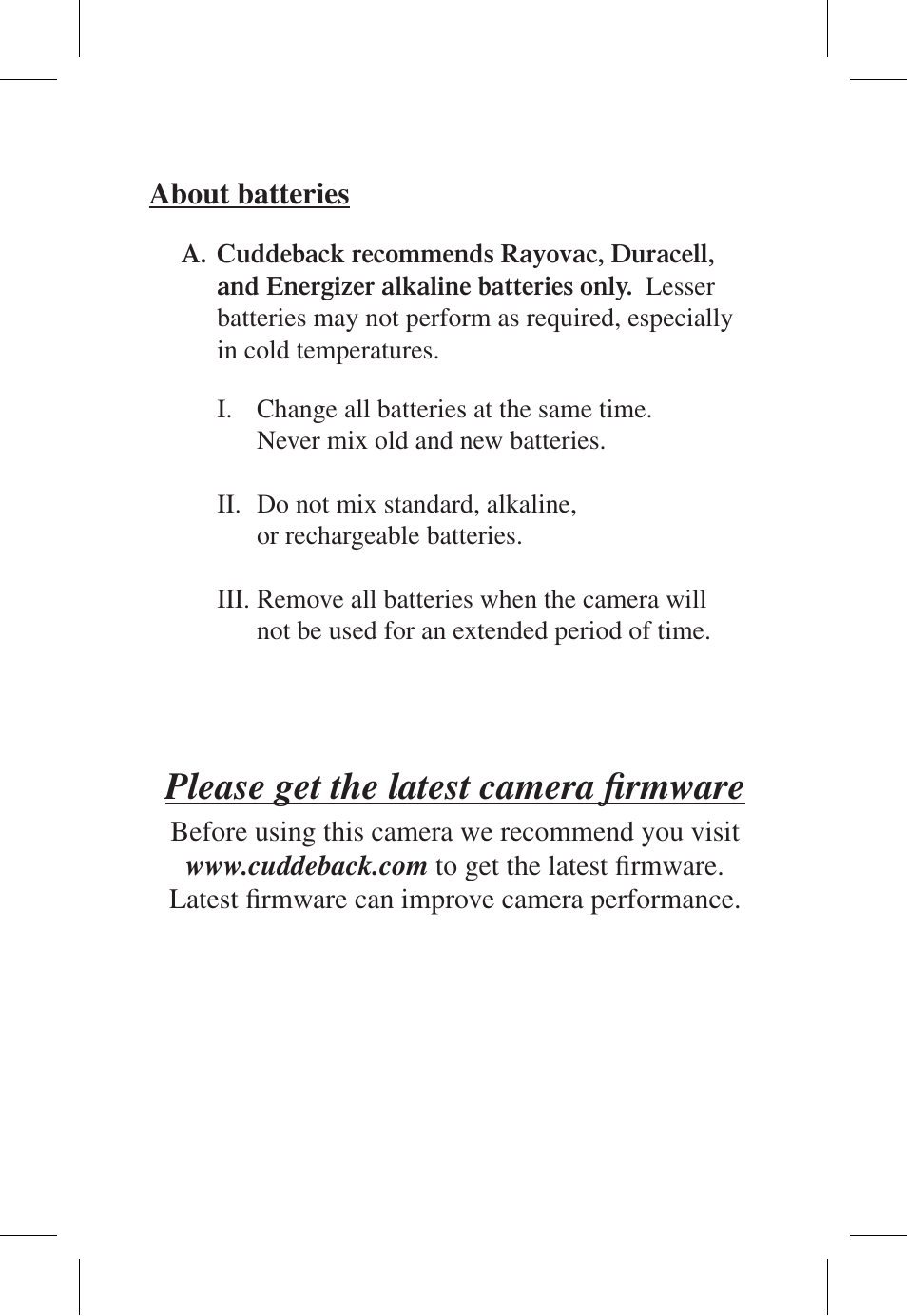 Please get the latest camera firmware | Cuddeback ATTACK FAMILY User Manual | Page 3 / 36