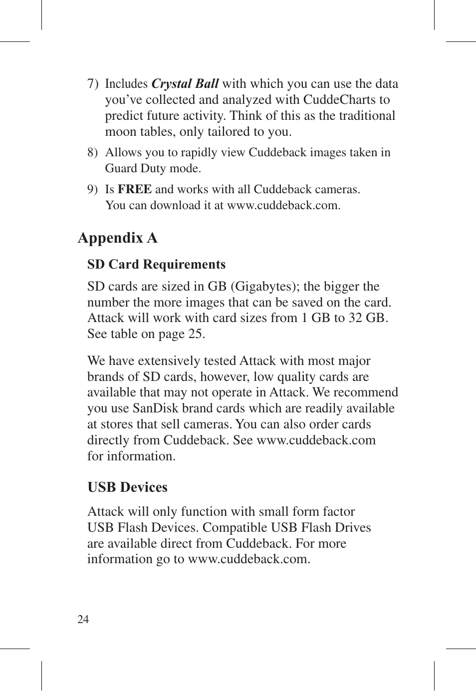 Appendix a | Cuddeback ATTACK FAMILY User Manual | Page 30 / 36